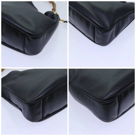 GUCCI Bamboo Hand Bag Leather 2way Black 001 2113 1638 Auth yk11916 - Picture 14 of 16